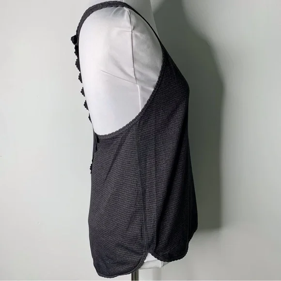 Lululemon Women's Black Gray Lace Back Racerback Striped Tank Top Size 4 - Picture 5 of 9